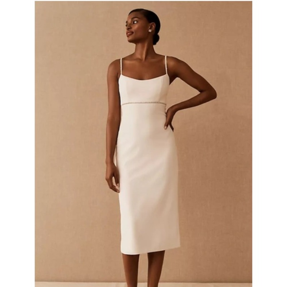 New w/ bag Sachin & Babi BHLDN Ivory Kinzie Midi Dress Rhinestones Straps Sz 16
